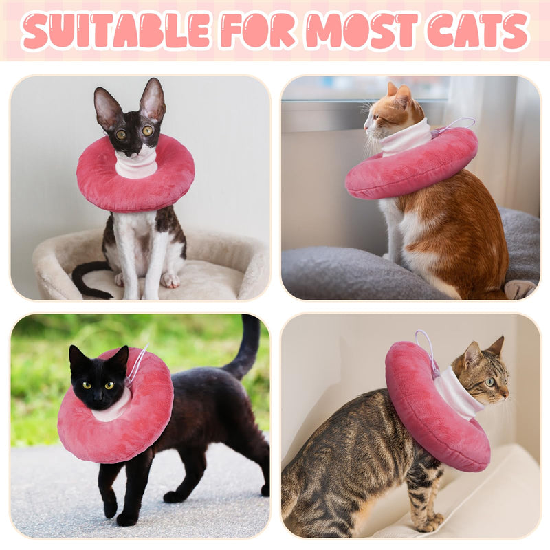 BRKURLEG Cat Cone Collar Soft, Cute Cat Recovery Cones, Soft Protective Pet Neck Cone, Adjustable Kitten Cones to Stop Licking, Pet Anti-Lick Wound Healing Elizabethan Collar, Pink, L Large