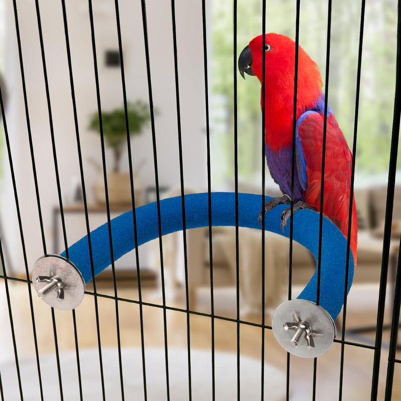 RYPET Parrot Perch Rough-surfaced - Quartz Sands Bird Cage Perches for Medium to Large Bird, U Shape Large Blue