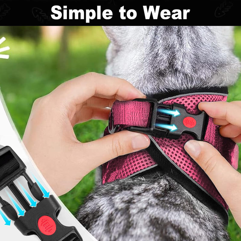 Cat Harness and Leash for Walking, Retractable Cat Harnesses and Leash Set Escape Proof, Breathable Soft Kitten Small Large Harness for Travel Training and Walking, Pink, S S(chest:11.1"-18.1") - PawsPlanet Australia