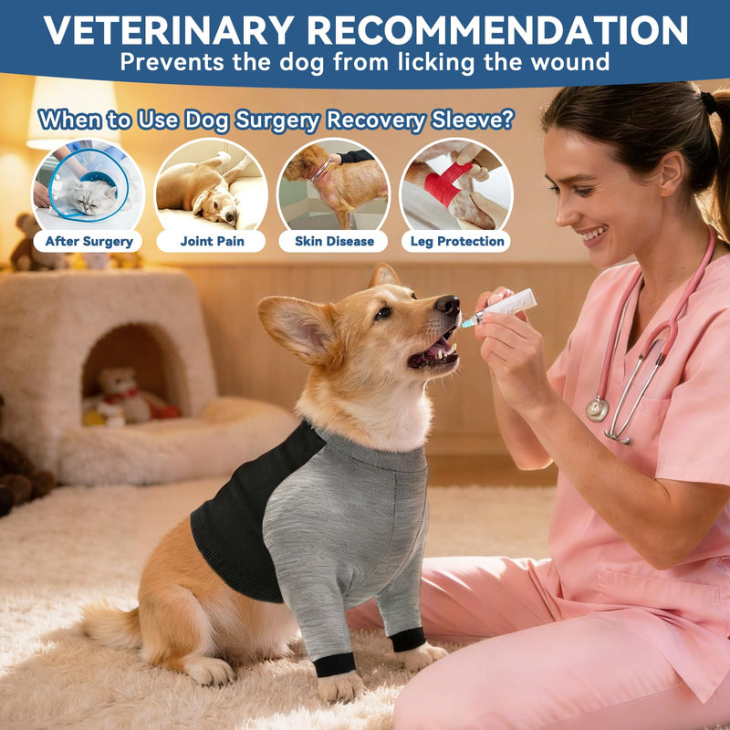 Dog Surgery Recovery Sleeve for Front Leg, Soft Post-Surgery Pet Recovery Suit, Zippered Long-Sleeve Dog Shirt to Stop Licking and Protect Leg or Shoulder Wounds, Cone Alternative (3XL) 3XL