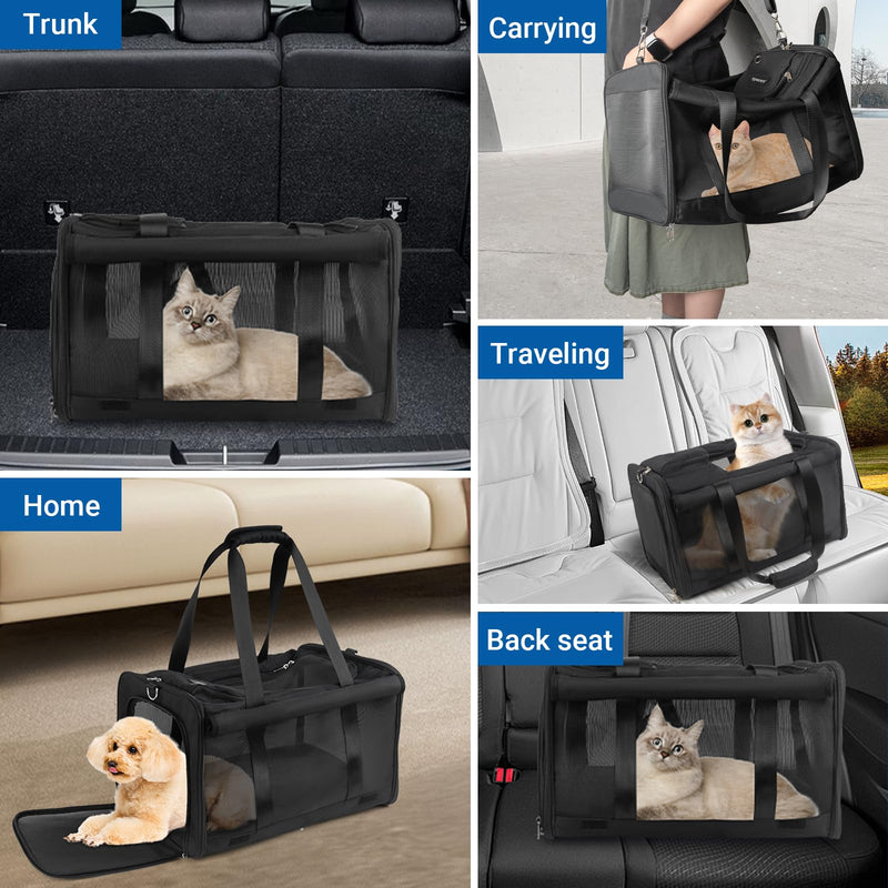 Pet Carrier for Large Cats, Soft Cat Carrier for Medium Big Cats and Puppies up to 20lbs, Washable Dog Carrier 18" L x 11.8" W x 11.8” H for Traveling Home and Outdoor - PawsPlanet Australia