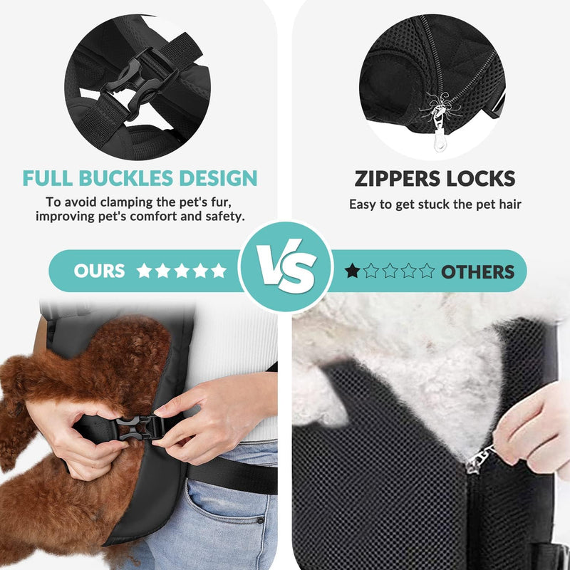 Dog Carrier Backpacks, Adjustable Dog Backpack Carrier, Legs Out Easy-fit Dog Chest Carrier for Medium Small Dogs, Hands Free Dog Front Carrier for Hiking, Cycling（Black S） Black - PawsPlanet Australia