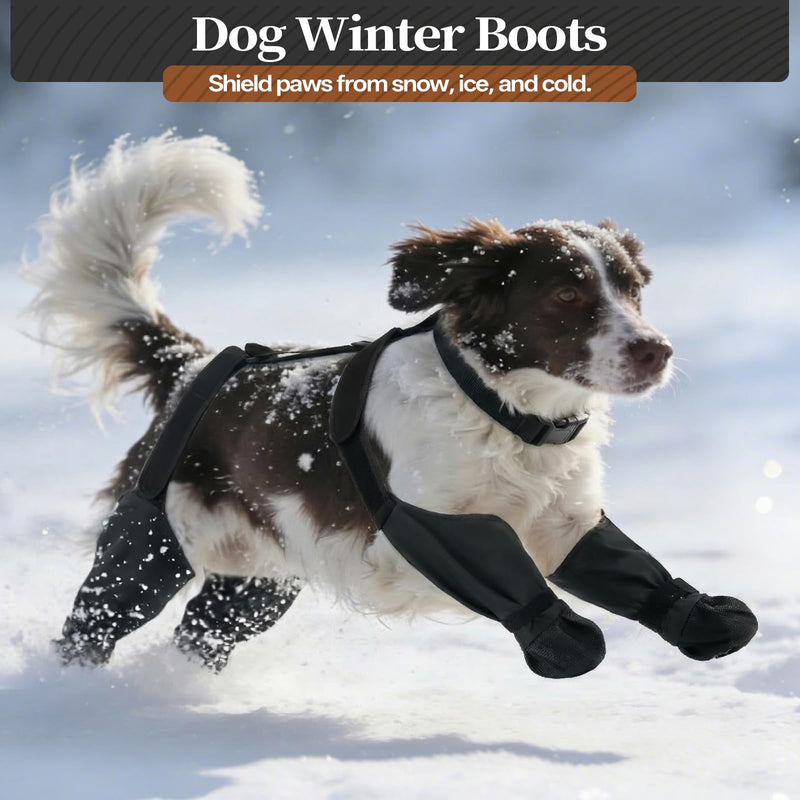 Waterproof Dog Shoes for Medium Dogs, Anti-Slip & Fall Dog Suspender Boots Adjustable Pet Shoes Paw Protector, All-Weather Outdoor Dogs Booties for Winter Snow Rain Hiking, Black M - PawsPlanet Australia