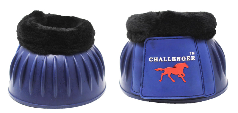 CHALLENGER Horse Training Ribbed Rubber Hoof Impact Overreach Protection Fleece Lined Bell Boots 41HI01 Navy Medium