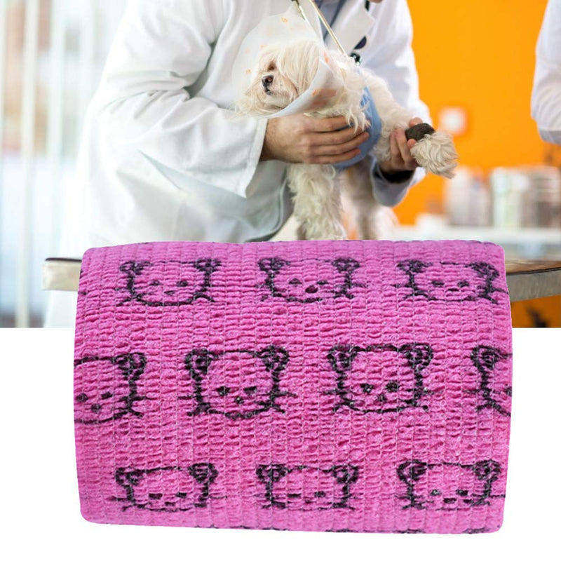 Haofy Dog Bandage, 4 Pieces, Cosmic Pet Bandage, Wrap Bandage, Soft, Self-Fixing, Breathable, Air Permeable, 5.9 x 5.9 cm, for Small Dogs, Hmostase, Green, Pink, Red, Yellow Rose Cat Face