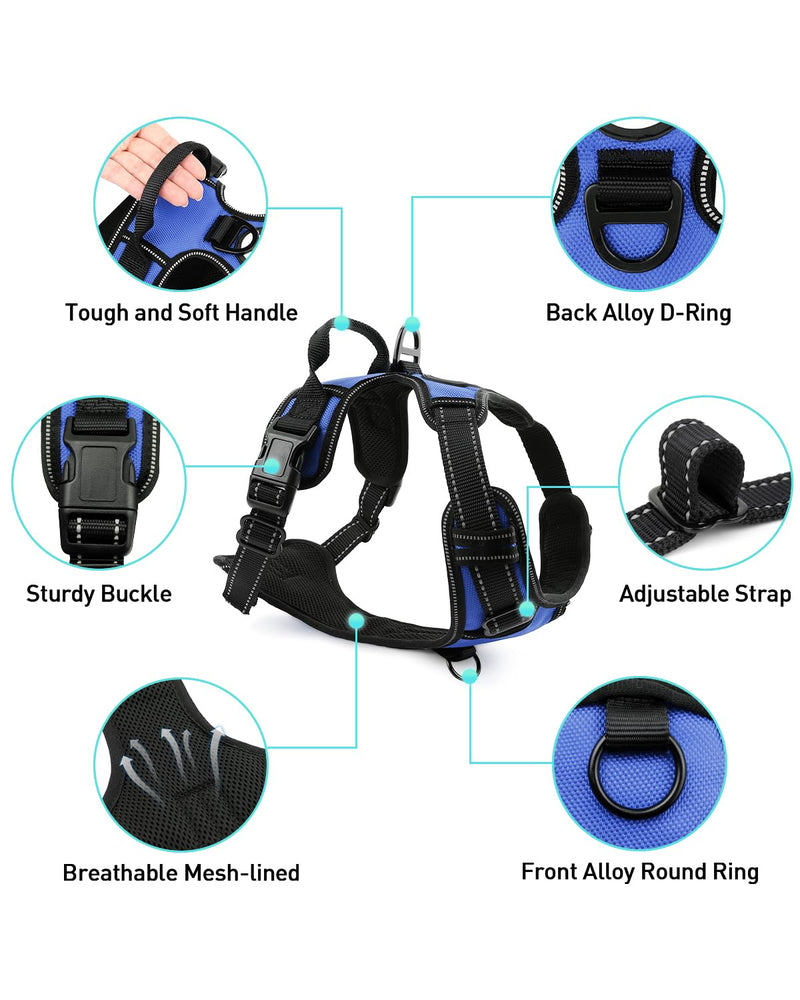 Joytale Dog Harness (Chest: 14-28"), Dog Collar and 6FT x 1" Wide Dog Leash Set, Reflective Padded Nylon Collar and Leash, Adjustable Soft Harness with Handle for Dogs - PawsPlanet Australia
