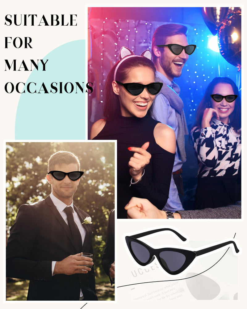 Kanayu 24 Pairs Retro Cat Eye Sunglasses for Women bulk Vintage Trendy Goggles Party Plastic Frame Sunglasses for men Black - PawsPlanet Australia