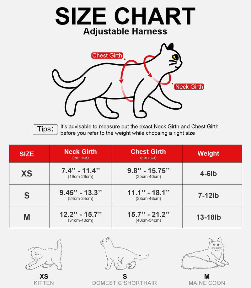 Cat Harness and Leash for Walking Escape Proof Soft Adjustable Cat Leash Breathable Comfortable Vest Easy to Wear Kitten Harness for Outdoor Travel (Blue, XS (4-6lb)) XS (4-6lb) Blue