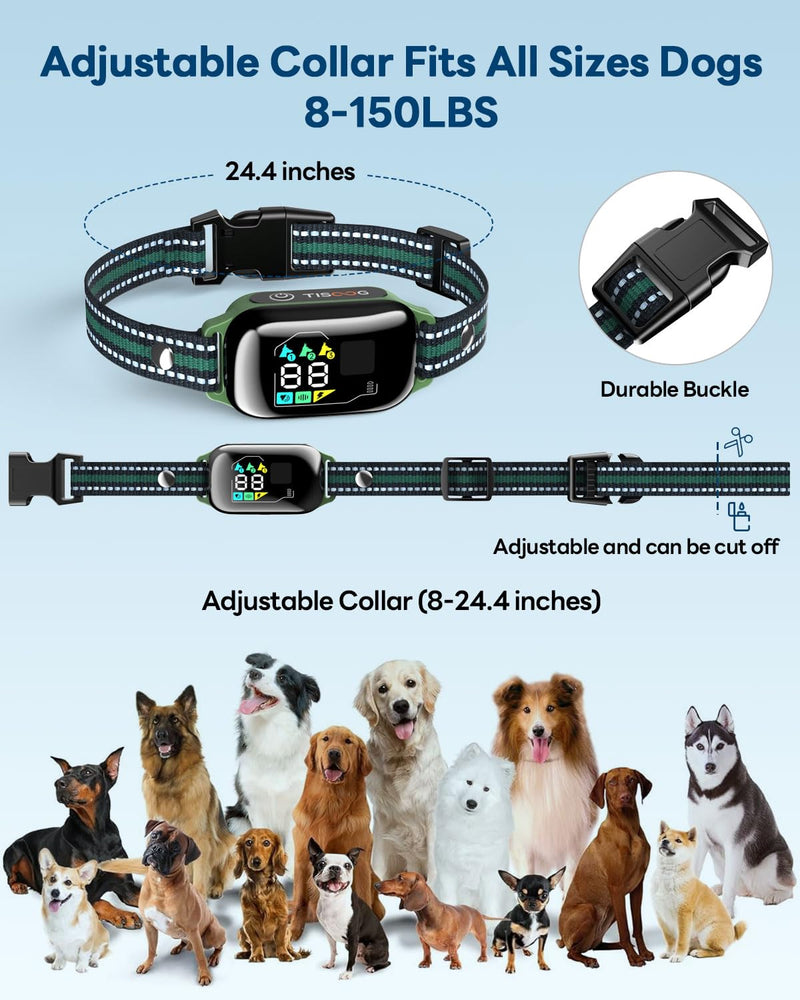 Dog Shock Collar - 3300FT Dog Training Collar with Remote, IPX7 Waterproof Electric Dog Collar with 4 Training Modes, Security Lock, Rechargeable E-Collar for Small Medium Large Dogs (Green) Green - PawsPlanet Australia
