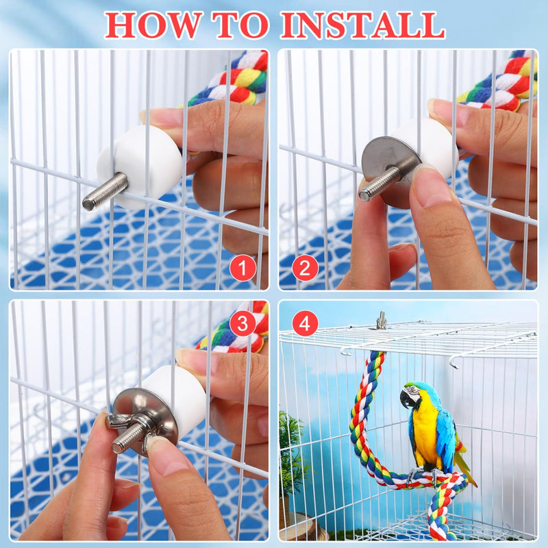 Colorful Bird Rope Perch Stand, Birdcage Swing Spiral Toys, Bird Bungee Rope Perches Toys Cage Accessories for Cockatiels Parrot Birds (60CM/23.6inch) 60CM - PawsPlanet Australia