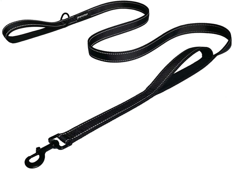 Heavy Duty Dog Leash - 2 Handles by Padded Traffic Handle for Extra Control, 6foot Long - Perfect for Medium to Large Dogs (6 ft, Black) 6 ft