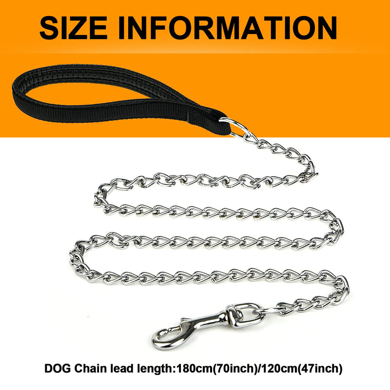 Heavy Duty Metal Dog Leash, 4 FT Chew Proof Pet Leash Chain with Soft Padded Handle for Large & Medium Size Dogs (4 FTx3 mm (0-80 lbs)) 4 FTx3 mm (0-80 lbs) - PawsPlanet Australia
