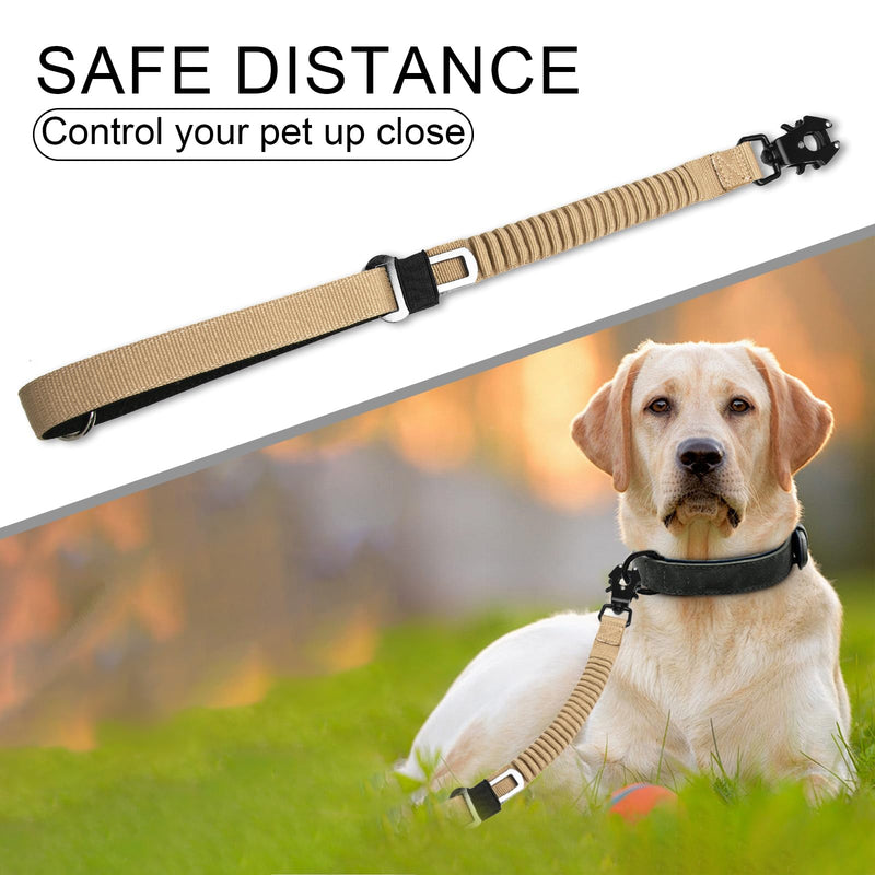 20” Strong Short Leash for Dog, Heavy Duty Bungee Dogs Leash with Padded Handle Car Seatbelt, Small Dog Training Leashs for Large or Medium Dogs - Can be Used with Other leashes (Khaki) khaki - PawsPlanet Australia