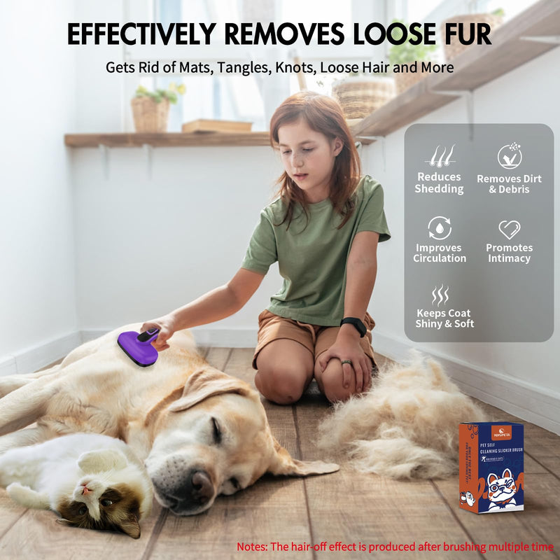 3PC Dog Brush Kit - Self-Cleaning Slicker Brush with Bath Brush & Undercoat Rake | Deshedding Tools for Large - Small Dogs & Cats, Professional Pet Grooming Set for Heavy Shedding, Purple 3 PCS Purple - PawsPlanet Australia