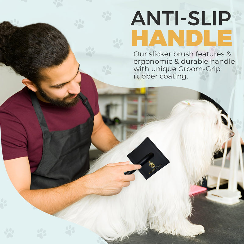PawsltlveShine Dog Slicker Brush - Easy Grooming Brush for Poodles, Goldendoodles, Golden Retrievers - Dog Brush for long haired dogs - Effortless Grooming, Dematting, Deshedding - Black, Large - PawsPlanet Australia