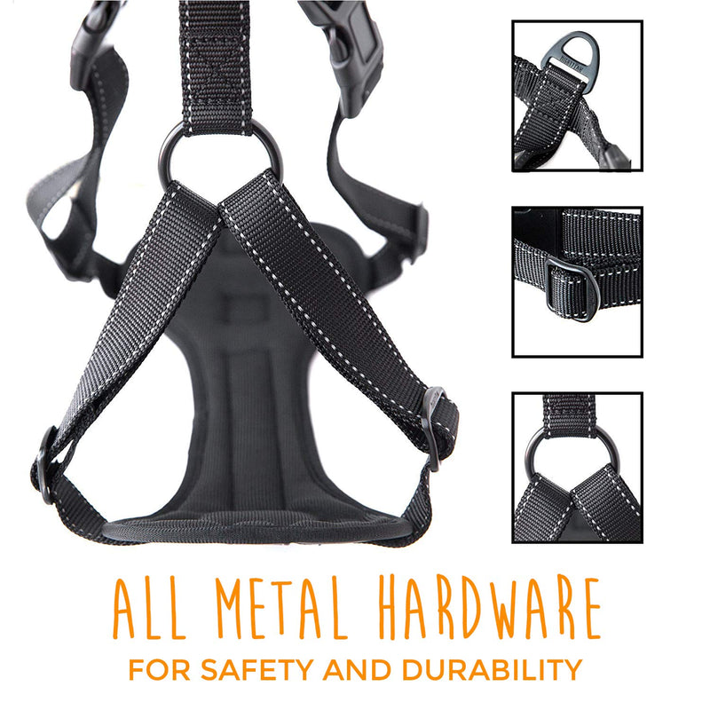 Mighty Paw Mighty Dog Car Harness - Dog Safety Harness for Car - Vehicle Safety with Adjustable Straps - Soft Padding - No Pull Front Leash Attachment - Padded Reflective Dog Harness - (Large) Large Black - PawsPlanet Australia