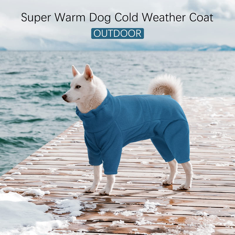 ROZKITCH Dog Winter Coat Soft Fleece Pullover Pajamas, Pet Windproof Warm Cold Weather Jacket Vest Cozy Onesie Jumpsuit Apparel Outfit Clothes for Small, Medium, Large Dogs Walking Hiking Travel Sleep Turquoise