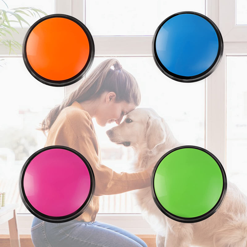 Voice Recording Button, Dog Buttons for Communication Pet Training Buzzer, 30 Second Record & Playback, Funny Gift for Study Office Home 4 Packs (Rose Red + Dark Blue + Green + Orange) - PawsPlanet Australia
