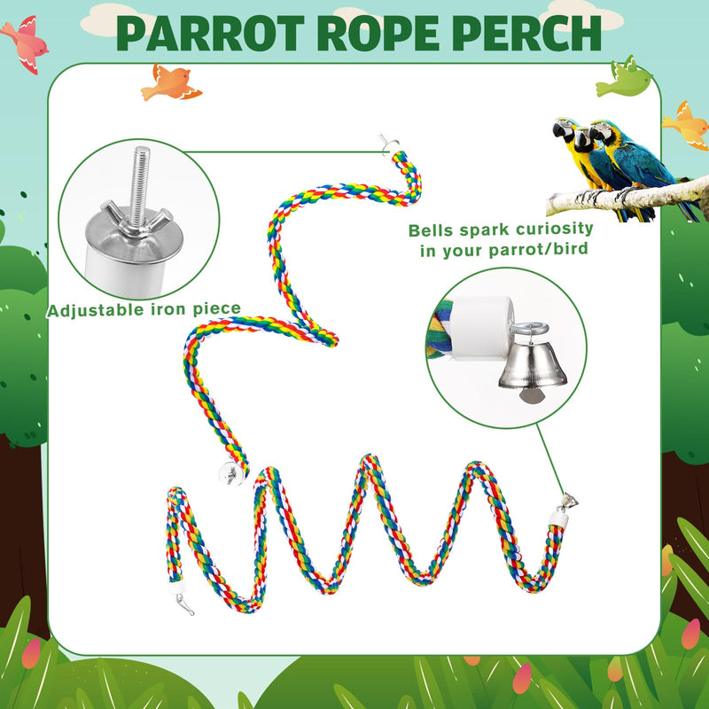 2 Pieces Bird Rope Perch Bird Swings, 94.5'' and 47'' Spiral Bird Ladder for Cockatiels, Suitable Bird Cage Accessories, Parrot Swing Climbing Standing Bird Toys with Bell - PawsPlanet Australia