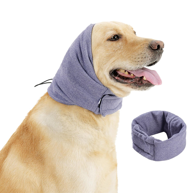 Dog Snood Earmuffs Calming Hood Ear and Neck Warmer Adjustable Noise-Reducing Dog Ear Protectors Comfort Pet Ear Covers for Anxiety Relief, for Medium Dogs 9–18kg (Purple, M)