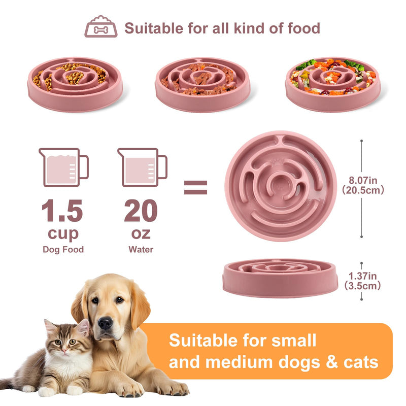 Slow Feeder Dog Bowls, Puzzle Dog Bowl with Anti-Slip, Slow Feeder & Non-Slip Design, Boredom and Anxiety Reducer, Suitable for All Breed Dogs and Cat Pink - PawsPlanet Australia