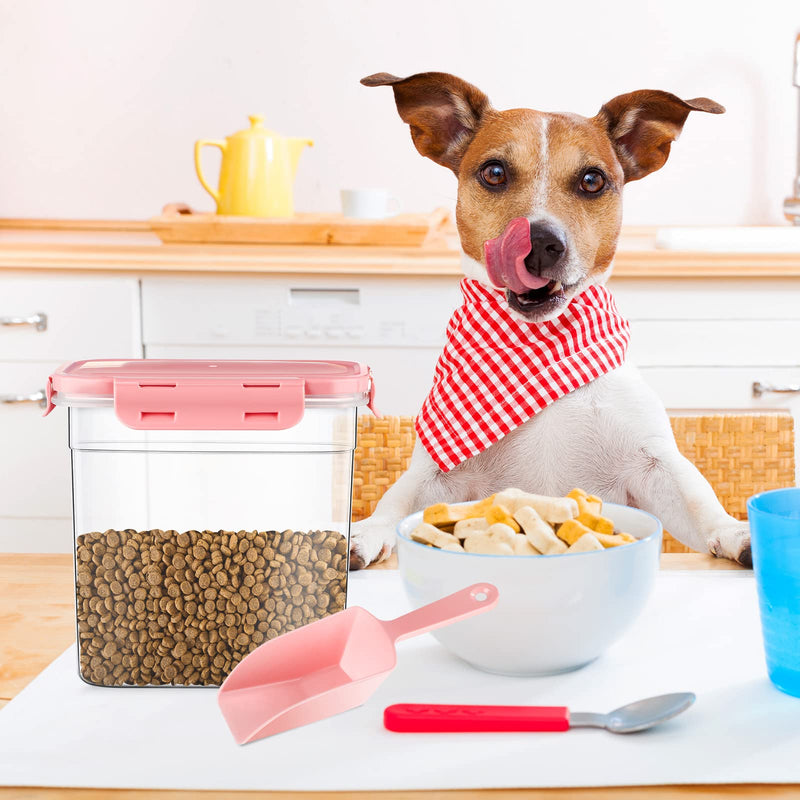 3 Pieces Airtight Pet Food Storage Containers with Spoon, Plastic Containers, Animal Food Containers, Dry Food Containers for Dog Food Cat Fish Bird Seed, 1.27 QT, 2.4 QT, 4 QT (Pink) Pink