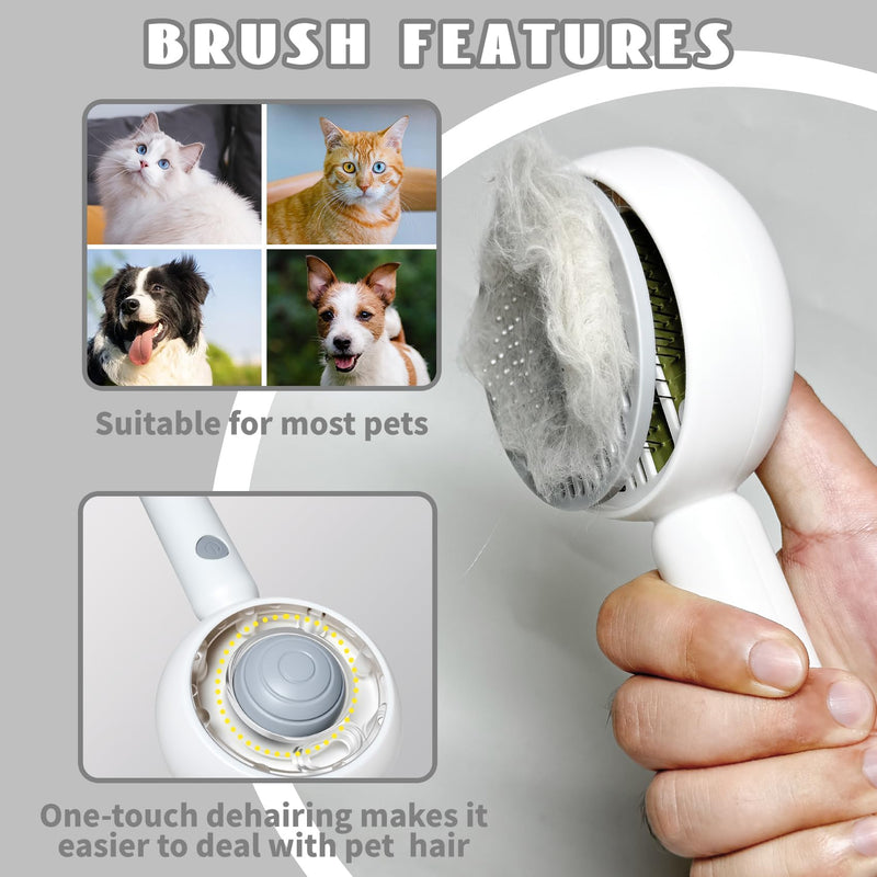 3-in-1 Steam Brush for Cats & Dogs – Hair Removal Comb with One-Click Release & Water Spray – Grooming Brush for Shedding, Long/Short Hair (white brushs) white brushs - PawsPlanet Australia