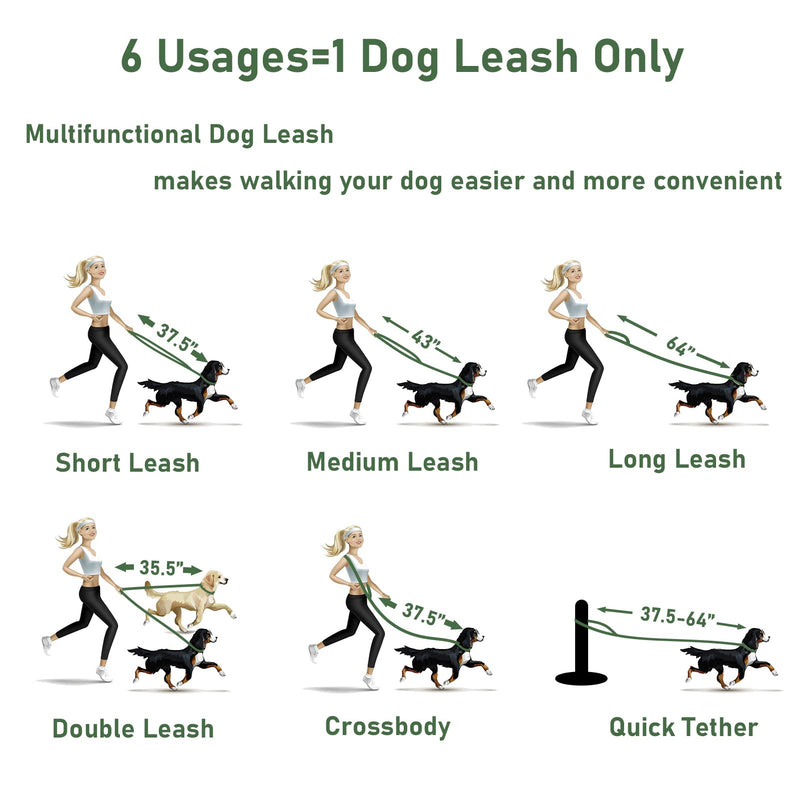 ZALER Dog Collar and Leash Set, Waterproof Adjustable Odor Proof Pet Collars Leashes Easy to Clean, 6FT Dog Leash with 2 Hooks for Large, Medium Small Dogs (L, Green) Spruce Green L(Collar:15.7''-19.7''; Leash:6ft) - PawsPlanet Australia