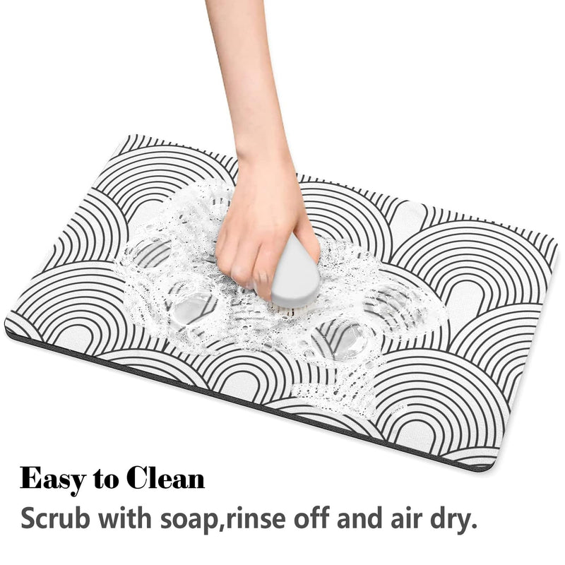Dog Food Mats for Floors Absorbent, Pet Cat Food Mat - Quick Dry Dog Bowl Mats for Food and Water, Eco-Friendly Boho Pet Supplies 12" x 20" S(12"×20") 01-White - PawsPlanet Australia