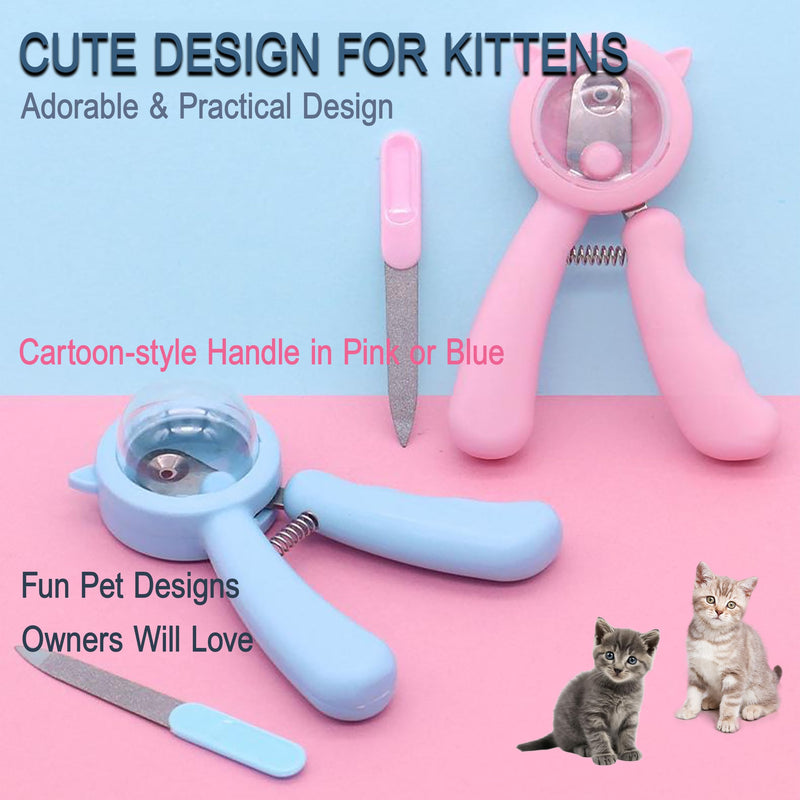 Kitten Nail Clippers Set – 3mm Safety Hole, Splash-Free Nail Trimmer for Tiny Paws, Stress-Free Grooming, Includes Nail File, Cleaning Brush, Cotton Swabs, and Zipper Bag Pink - PawsPlanet Australia