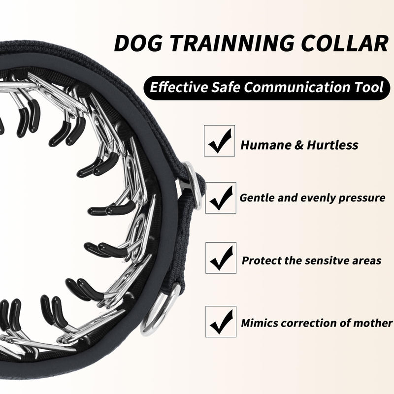 Martingale No Pull Dog Collar for Large Medium Small Dogs, Heavy Duty Nylon Reflective Adjustable Anti Pull Slip Collar with Buckle for Training Walking L Black Black L (19"-26" Neck, 1.5" Wide) - PawsPlanet Australia