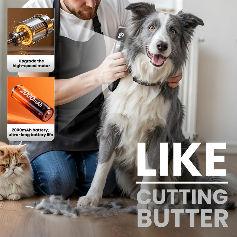 Dog Clippers for Grooming, 3-Speed Low Noise Cordless Pet Grooming Kits with Ceramic Blades & LED Display for Dogs Cats Full Coat Hair - PawsPlanet Australia