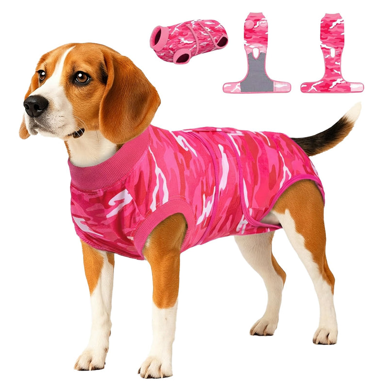 PetWarm Dog Surgery Recovery Suit Male, Pet Surgical Recovery Onesies Suit Surgery Suit for Dogs Professional Dog Abdominal Wounds Bandages, Camouflage Pattern, Pink, S Small