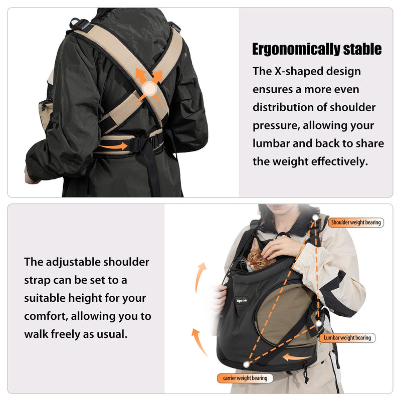 NATUYA Dog Front Carrier, Pet Carrier Front-Pack for Small Dog Puppy Cat, Travel Hiking Waterproof Lightweight Pet Bag, Padded Bottom Mat & Zip Pockets (Black) Black - PawsPlanet Australia