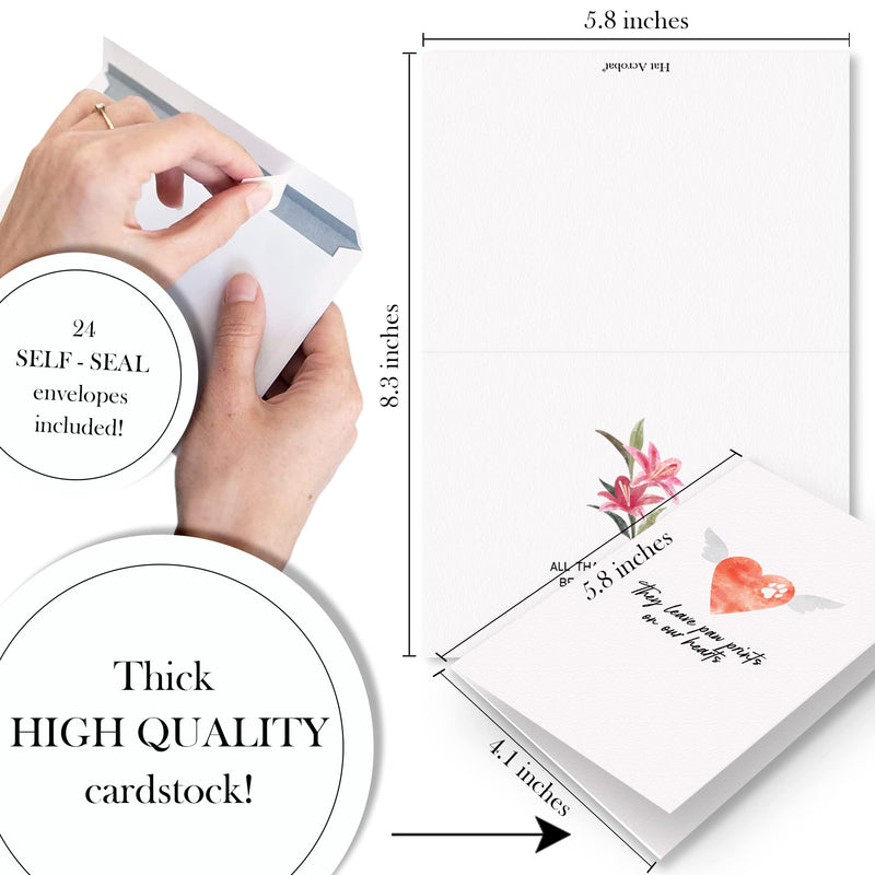 Hat Acrobat Pet Sympathy Card,Set of 24 Cats, Beloved Pets and Dog Sympathy Card with a Short Message and Spare to Send out Your Personal Condolences,Loss of Pet Sympathy Card Set with Envelopes (24) - PawsPlanet Australia
