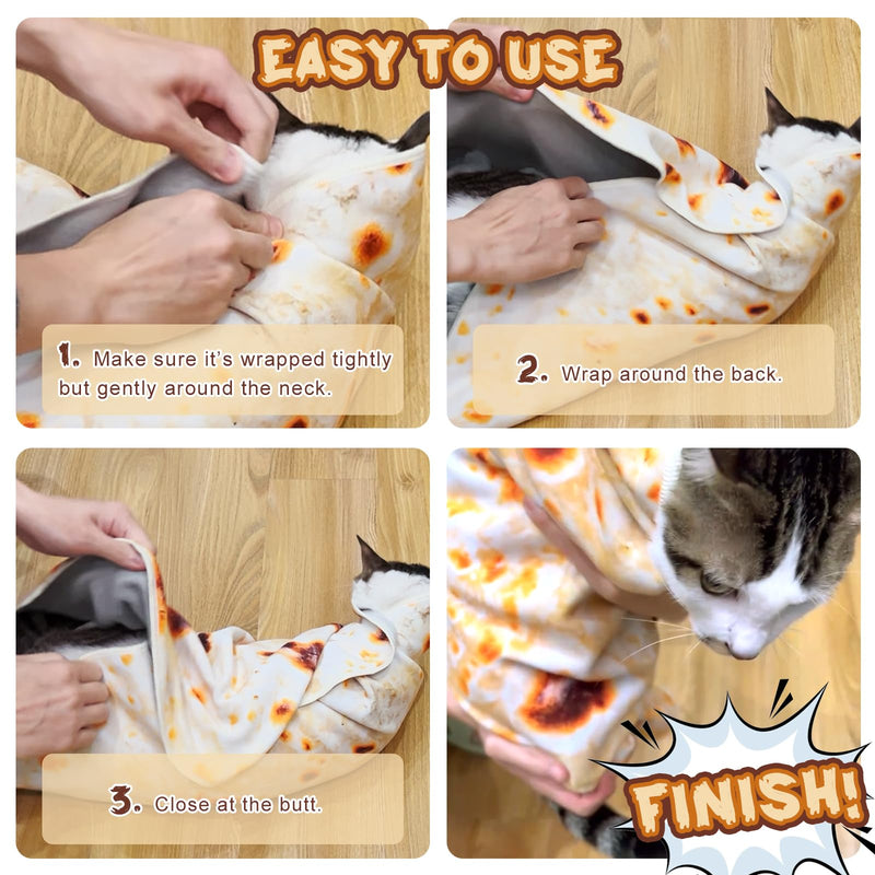 Cat Wrap for Cutting Nails, Tortilla Blanket Pet Supplies Cat Washing Bag, Burrito Blanket Cat Restraint for Nail Clipping, Multifunctional Pet Tool Gifts for Cat Lovers (L (within 14lbs), Pizza) L (within 14lbs)