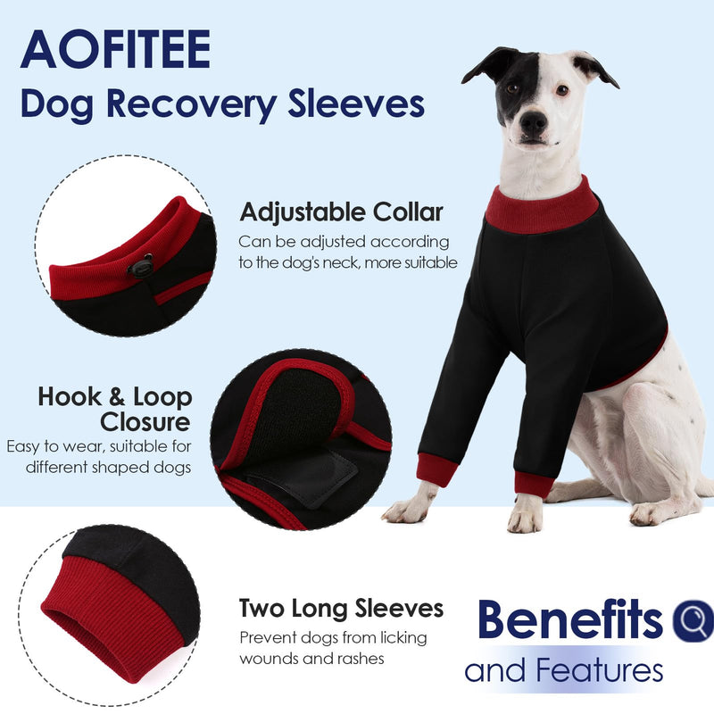 AOFITEE Dog Recovery Suit for Front Legs, Breathable Leg Sleeve Right Left Thigh, Anti-Licking Wounds Sleeves Dog Elbow Brace Protector, Leg Cover for Joint Pain Great Cone Alternative Black XL XL(Chest Girth:25.6′′-30.3′′)
