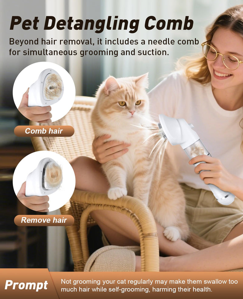 2026 New Cordless Dog Vacuum Groomer Kit,Cordless Rechargeable Dog Hoover for Hair,Handheld mini Pet Vacuum Cleaner,4200Pa Pet Grooming Hoover with Comb Hair (White) White