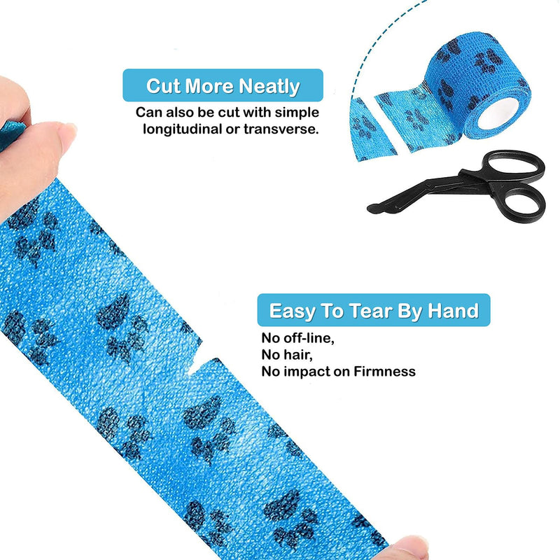 Self Adhesive Bandage Wrap, 9 Pcs 2 inch x 5 Yards, Self-Adhesive Non-Woven Tape, Pet Wrap for Dogs Horses Pet Animals for Wrist Healing Ankle Sprain and Swelling(2 Inch Claw) - PawsPlanet Australia