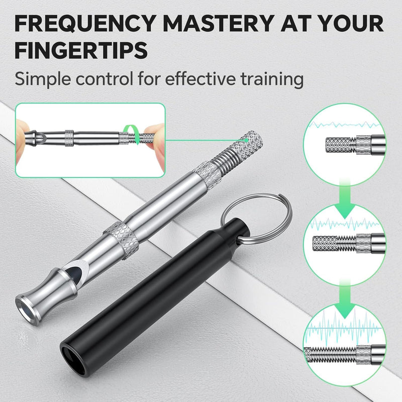 Dog Whistle to Stop Barking, Adjustable Ultrasonic Silent Bark Control for Dogs, Training Device with Lanyard Strap, Black - PawsPlanet Australia