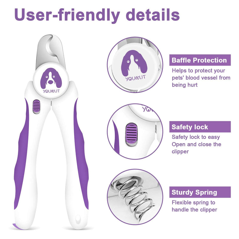 Dog Nail Clippers and Trimmers,Professional Grooming Tool with Safety Guard to Avoid Over Cutting,Free Nail File,Razor Sharp Blade,Sturdy Non Slip Handles for Large and Small Animals (Purple) Purple - PawsPlanet Australia