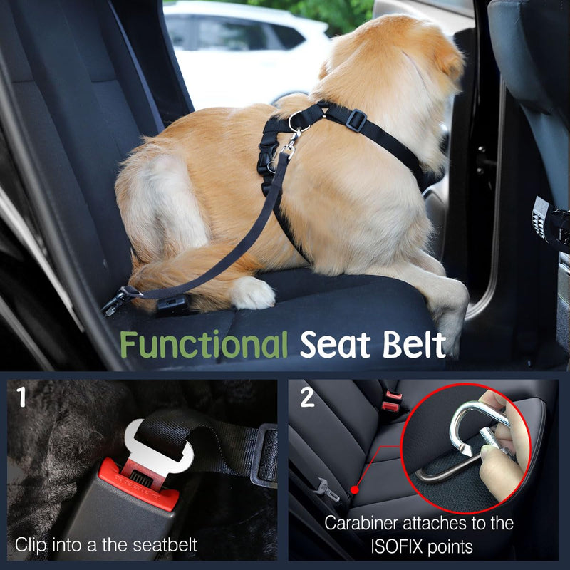 Dog Seat Belt, Safety Vest Dog Car Harness with Adjustable Buckle Dog Seat Belt for Vehicle Nylon Pet Safety Seat Belts Heavy Duty(L, Pink) - PawsPlanet Australia