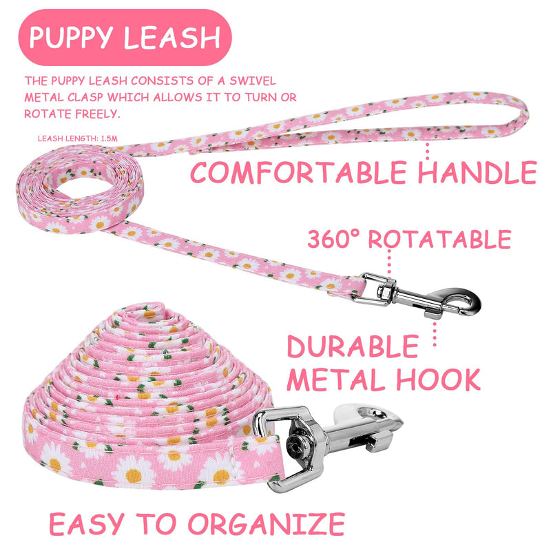 6 Pack Dog Collar and Leash Set, Puppy Collar and Leash Adjustable Floral Dog Collars for Small Dogs Soft Pet Collar for Puppy Small Dogs