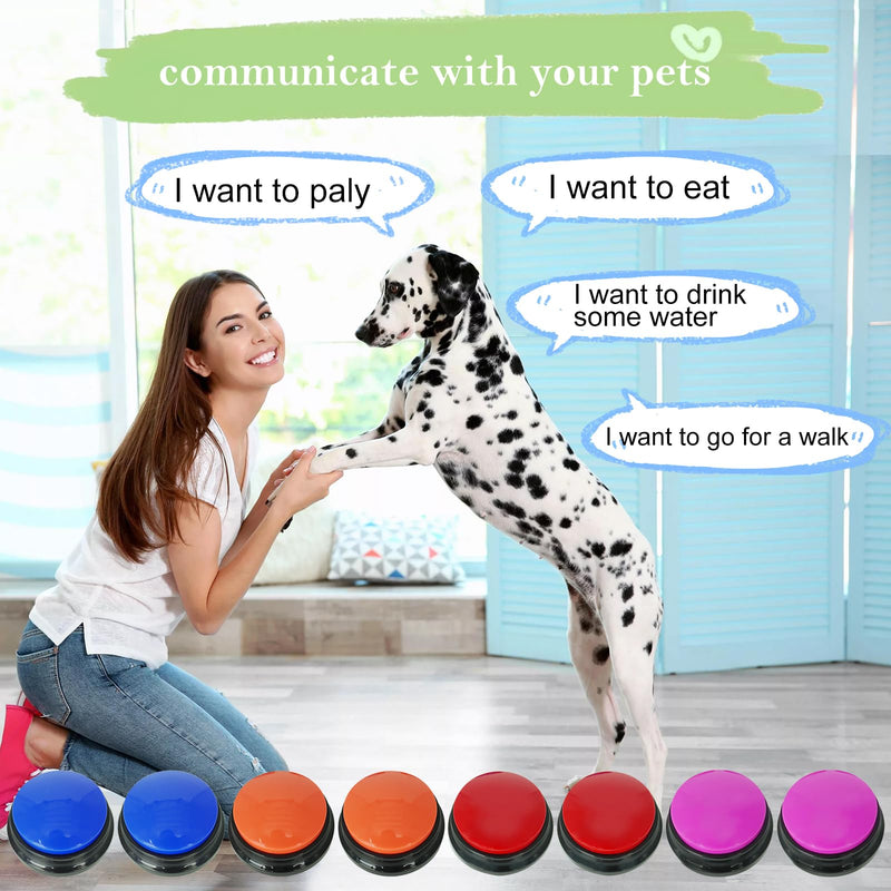 Set of 8 Dog Buttons for Communication, Voice Recordable Buttons for Classroom, Dog Training Talking Buttons Starter Set, Pet Easy Speaking Buttons Tools - PawsPlanet Australia