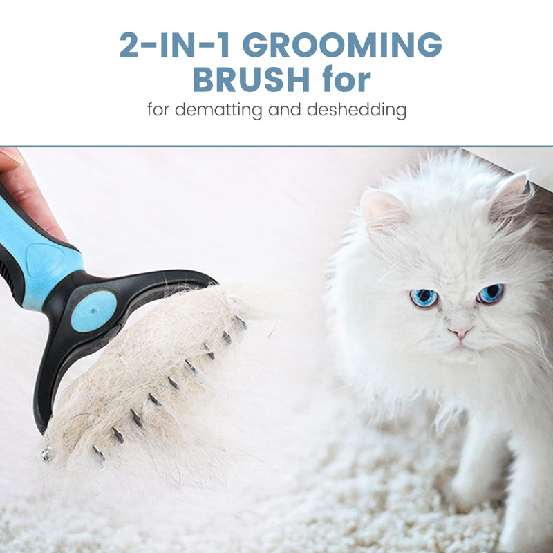 Generic Cat Brush Dog Brush for Shedding,Pet Grooming Brush,Dematting Deshedding Brush Dogs Shedding Tool for Long matted Haired Pets,Dogs &Cats-Safe and Effective Dematting Comb, Large, blue