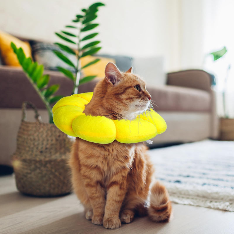 ifundom Soft Cat Collar Donut Style Made of Plush Adjustable Size 17-27cm Comfortable Recovery Neck Collar for Kittens and Cats up to 4.5kg Yellow