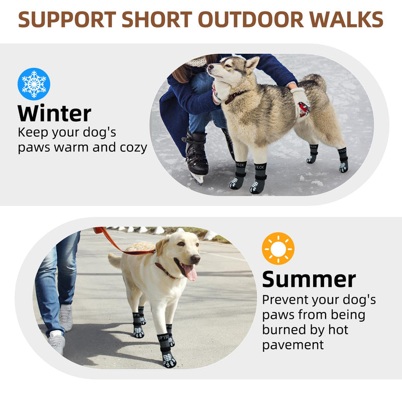 PUPTECK Anti-Slip Dog Socks with Double Sides Grips for Small Medium Large Dogs Hardwood Floors Prevents Licking, Dog Shoes for Hot Pavement Traction Control Paw Protector for Senior Dogs, Grey L Large (2 Pair) - PawsPlanet Australia