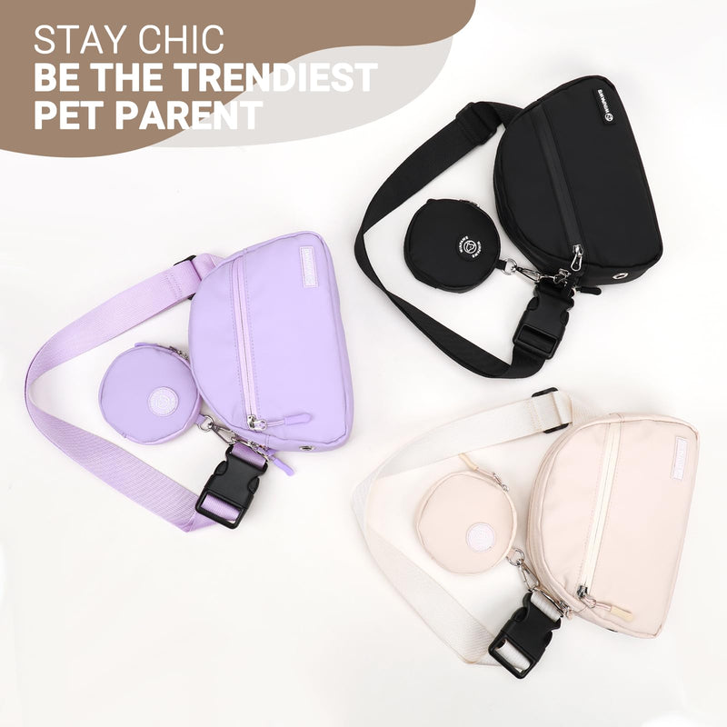Dog Treat Pouch Pet Training Walking Fanny Pack with Built-in Poop Bag Dispenser & Waste Bag Holder | Stylish Puppy Training Essentials Supplies | Free Dog Clicker (Cream) Cream - PawsPlanet Australia