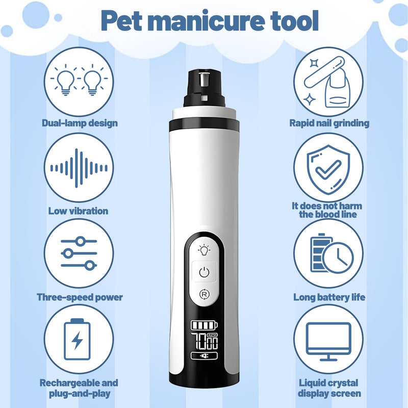 Heusom Silent Groom Pro Nail Grinder – Quiet Dog Nail Grinder with 3-Speed Adjustment, Built-In LED Light, USB Rechargeable Design, and Replaceable Grinding Heads, Suitable for Both Dogs and Cats - PawsPlanet Australia