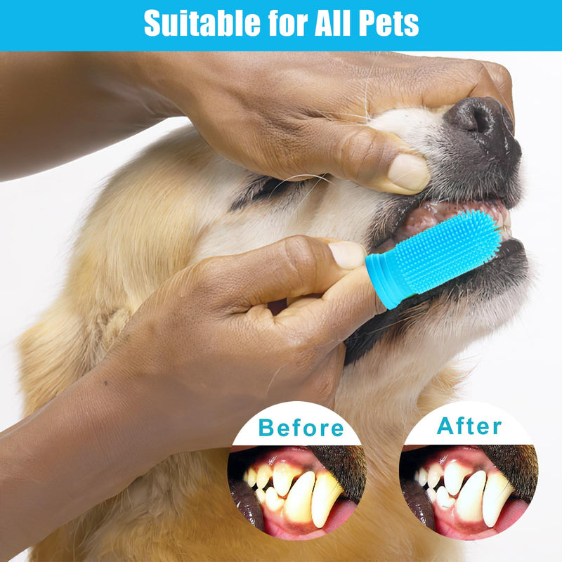 Dog Finger Toothbrush, 6Pcs Dog & Cat Toothbrush, 360º Silicone Puppy Tooth Brush, Dogs Cats Teeth Cleaning Dental Care